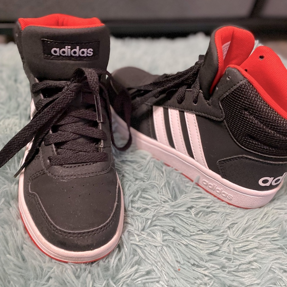 Black , white and Portland orange adidas
